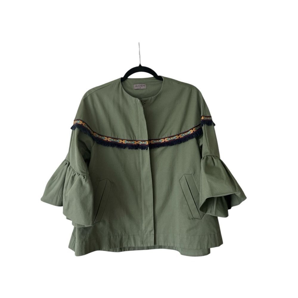 AIDEN Embroidered Army Green Jacket - Picture 2 of 6
